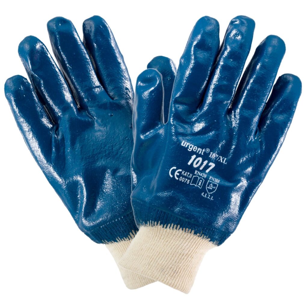 Перчатки URGENT хб. покрытые нитрилом синие (трикотажная манжета) 1017 ...